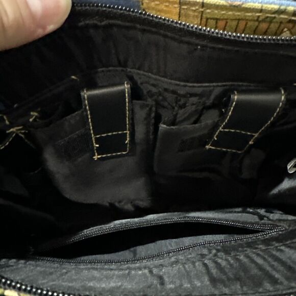 African Animals Handbag Purse Small/Cross Body Beaded Safari Neutral Tan Blue - Picture 9 of 11